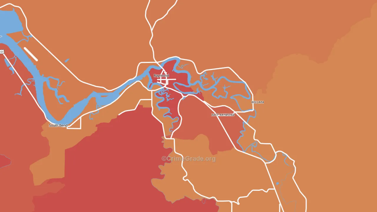 Raymond, WA Map of Assault Rates