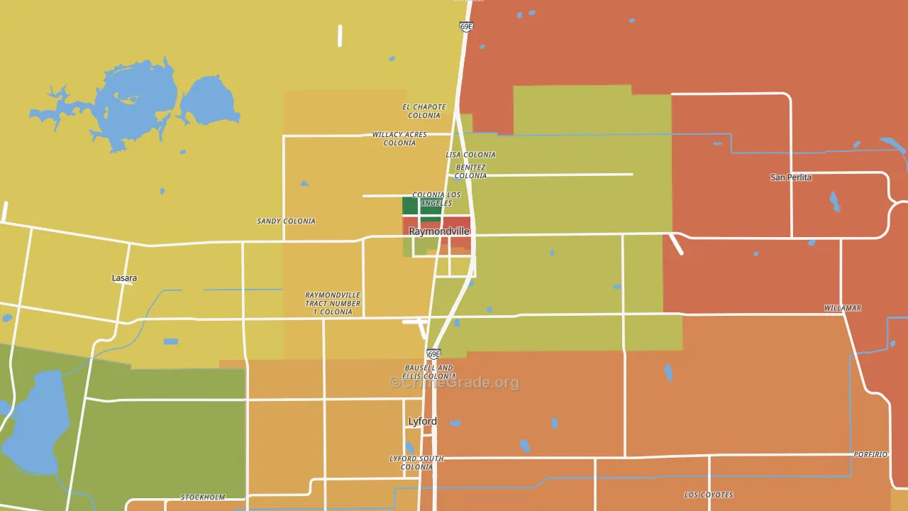 Raymondville, TX Map of Assault Rates