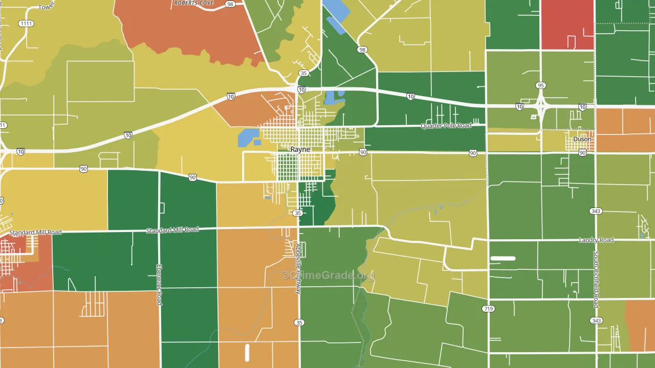 Rayne, LA Map of Assault Rates