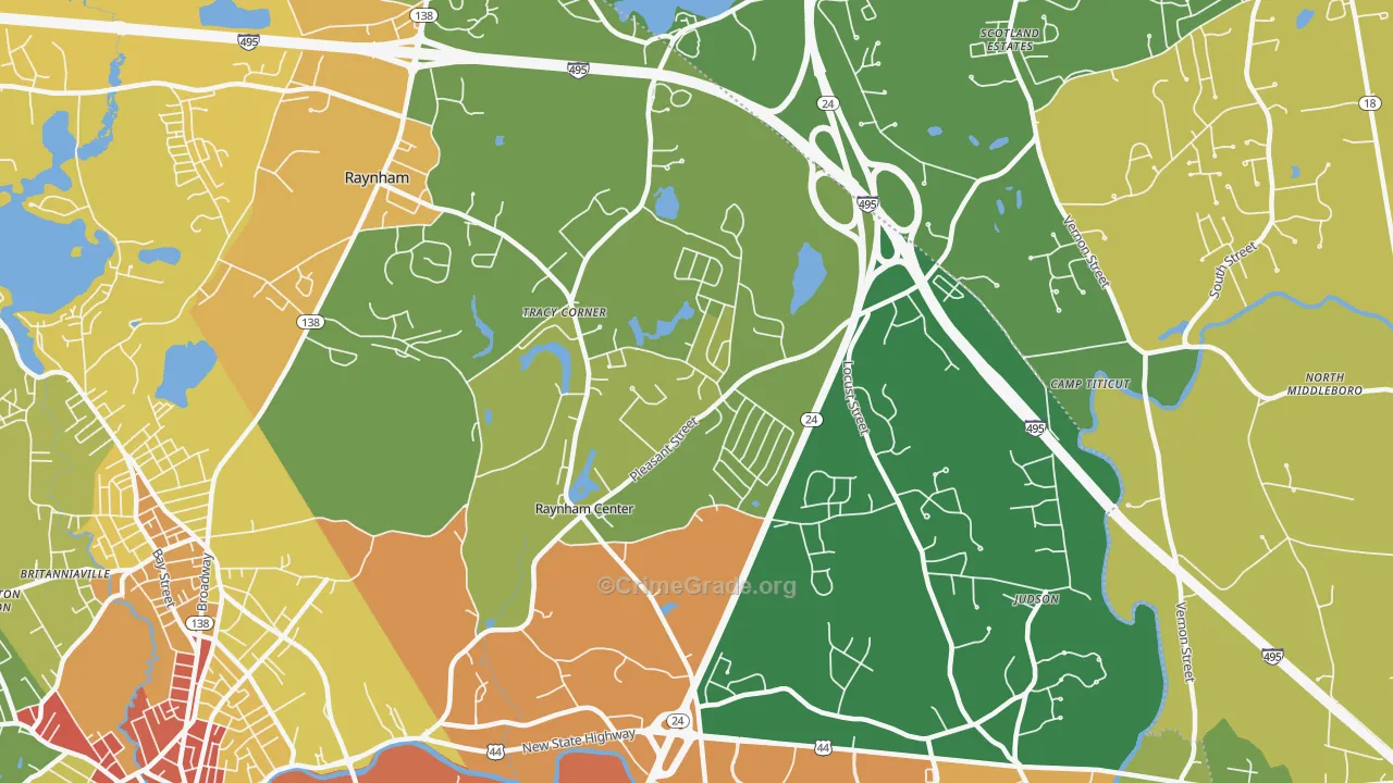 Raynham, MA Map of Assault Rates