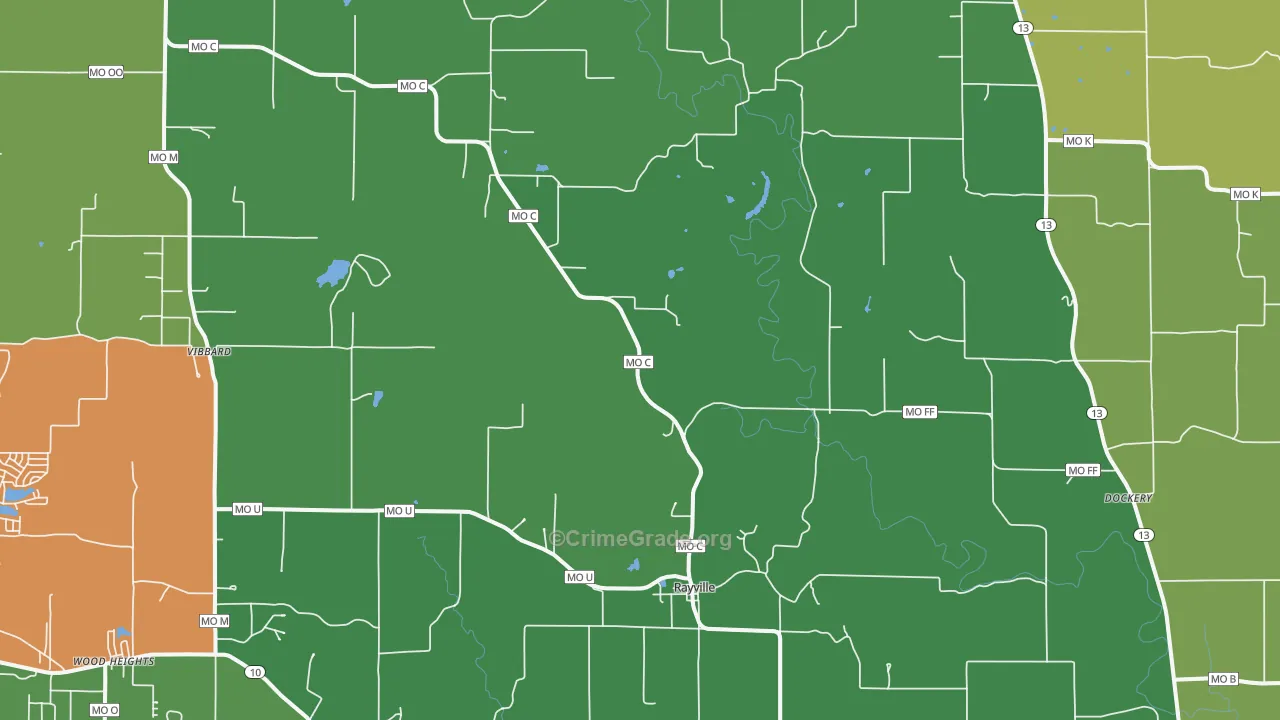 Rayville, MO Map of Assault Rates