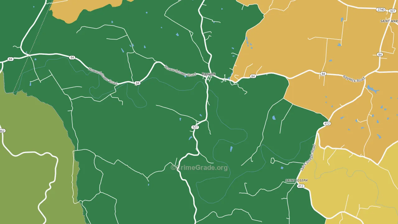 Raywick, KY Map of Assault Rates