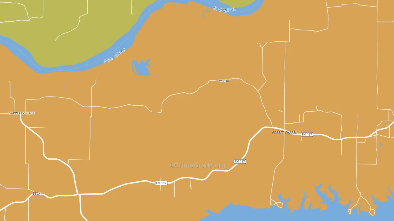 Razor, TX Map of Assault Rates