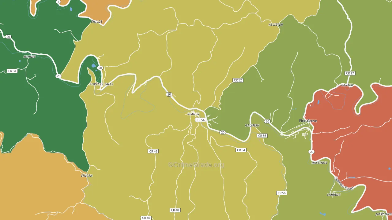 Reader, WV Map of Assault Rates