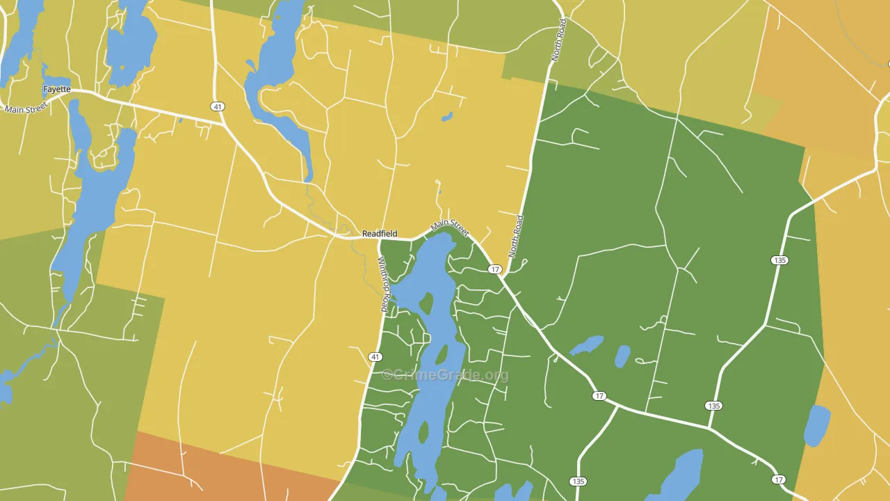 Readfield, ME Map of Assault Rates
