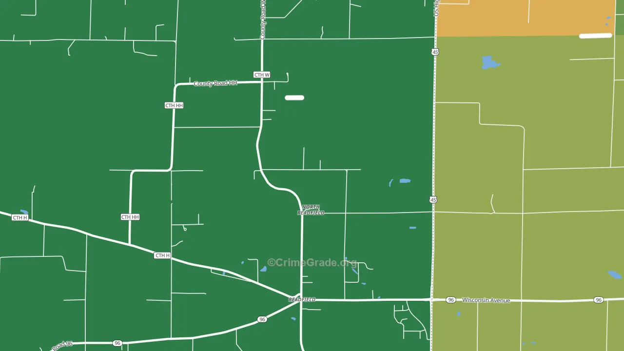 Readfield, WI Map of Assault Rates