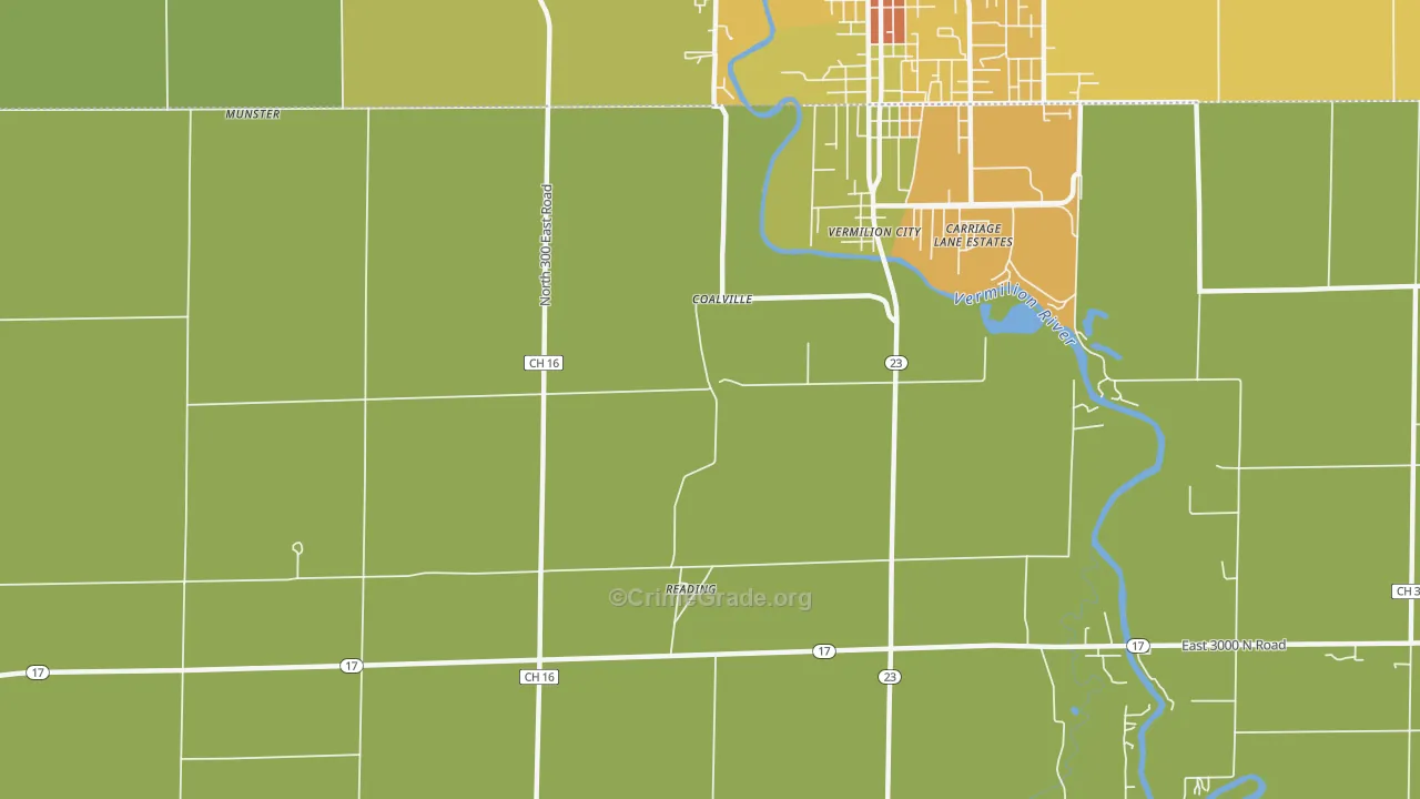Reading, IL Map of Assault Rates