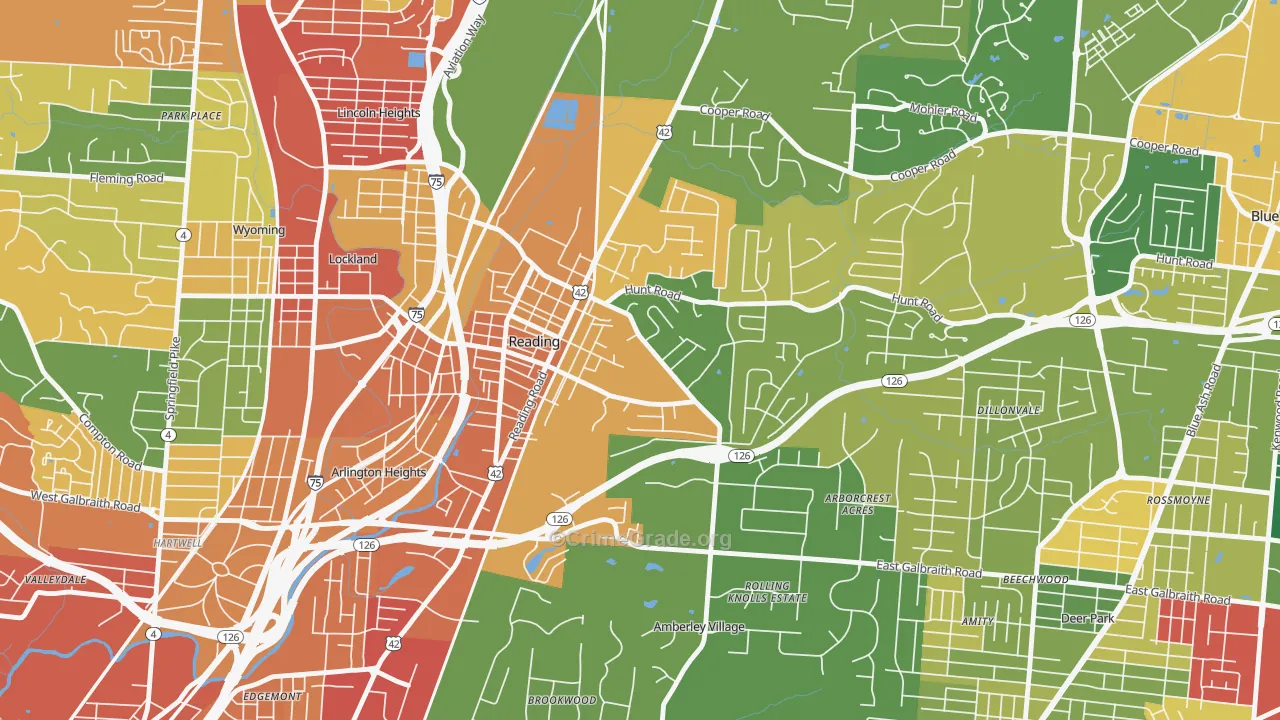 Reading, OH Map of Assault Rates