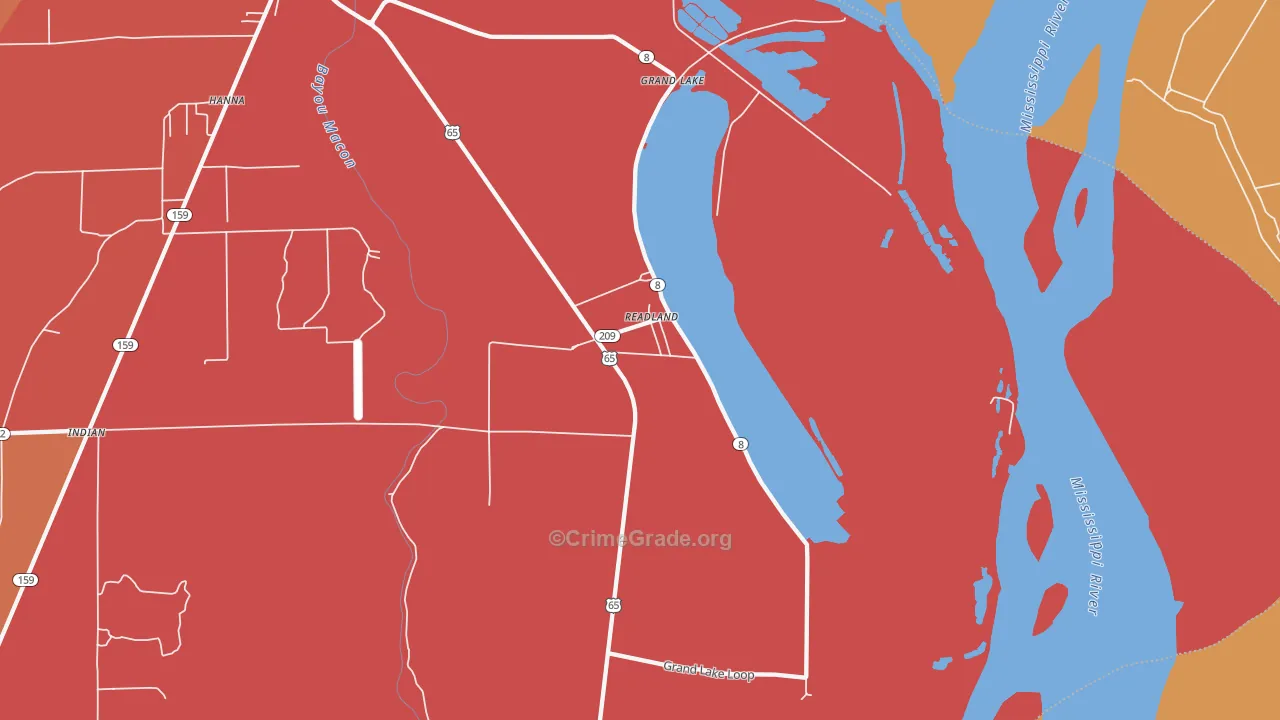 Readland, AR Map of Assault Rates