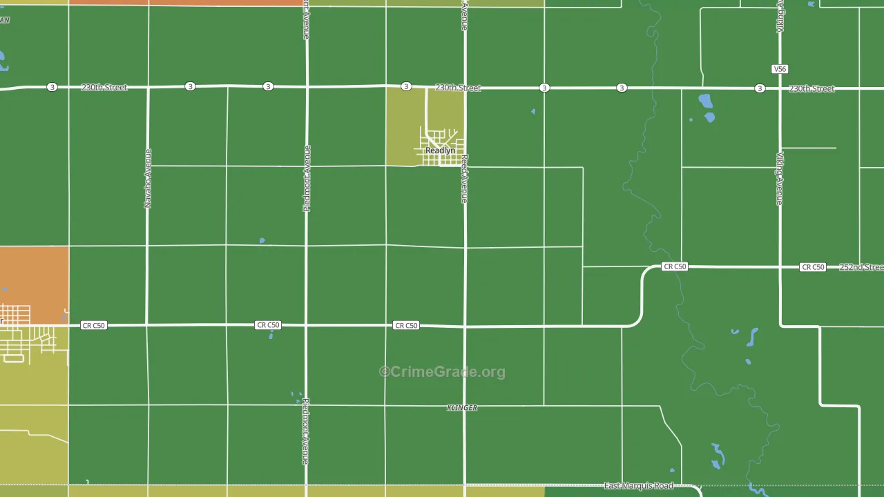 Readlyn, IA Map of Assault Rates