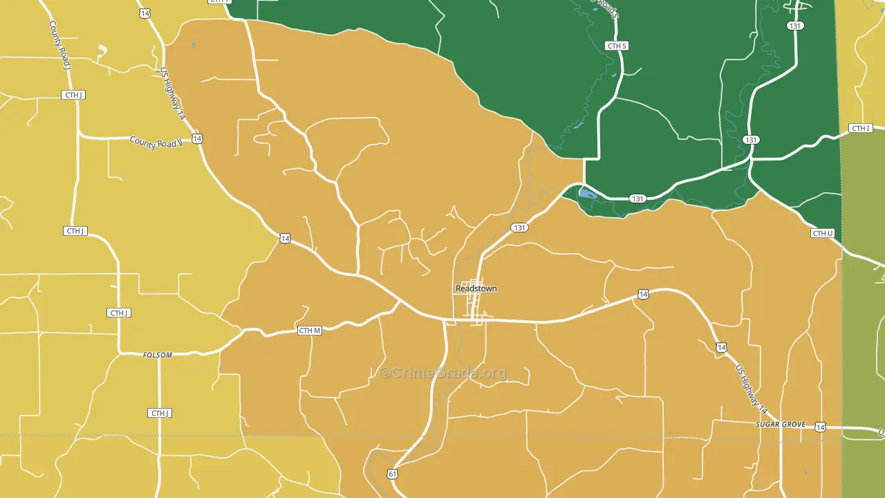 Readstown, WI Map of Assault Rates