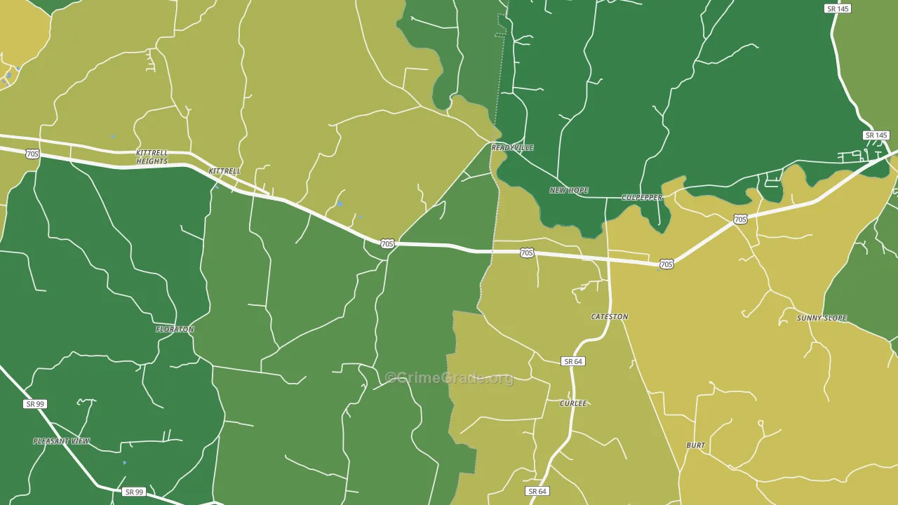 Readyville, TN Map of Assault Rates