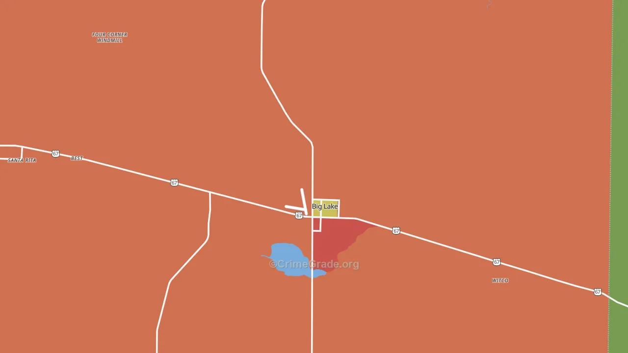 Reagan County, TX Map of Assault Rates