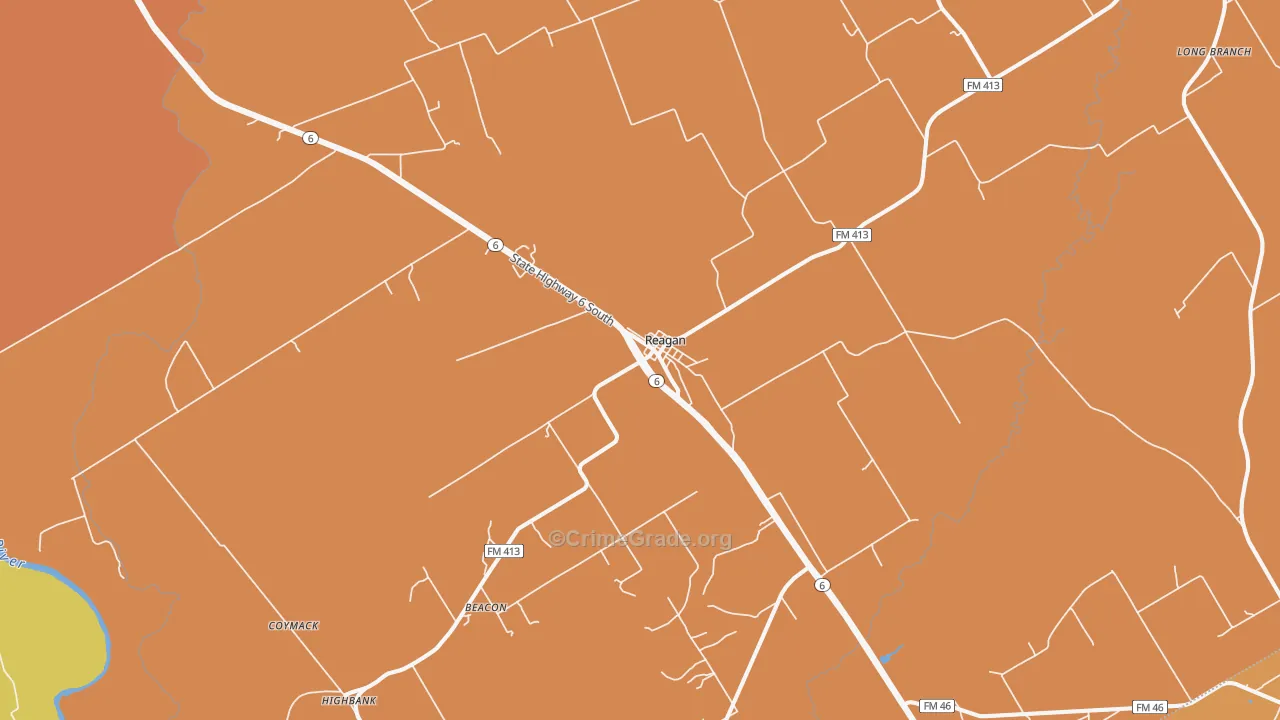 Reagan, TX Map of Assault Rates