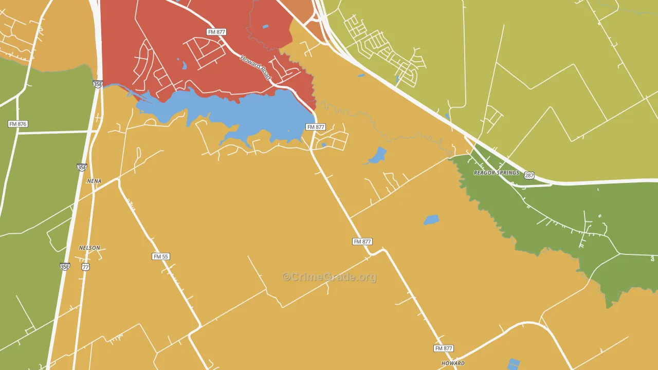 Reagor Springs, TX Map of Assault Rates