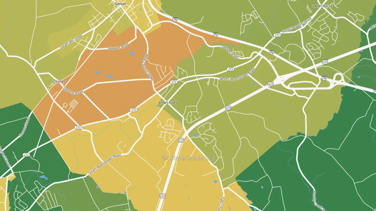 Reamstown, PA Map of Assault Rates