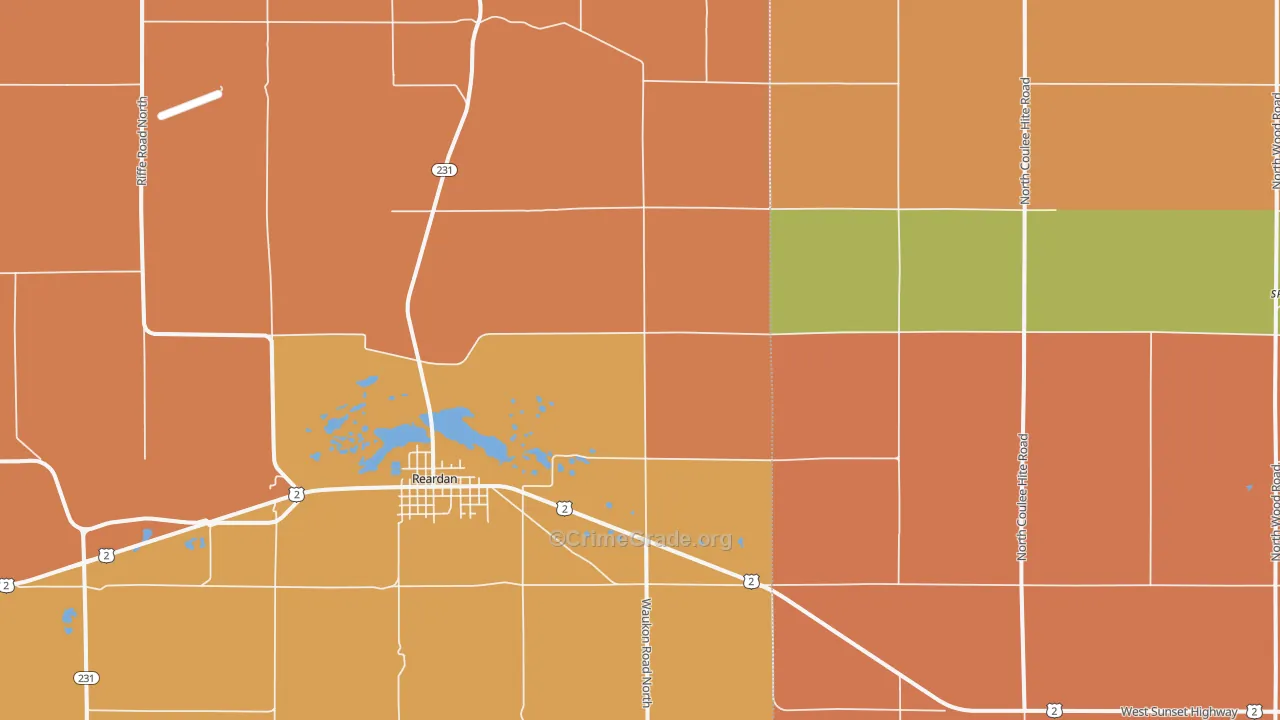 Reardan, WA Map of Assault Rates
