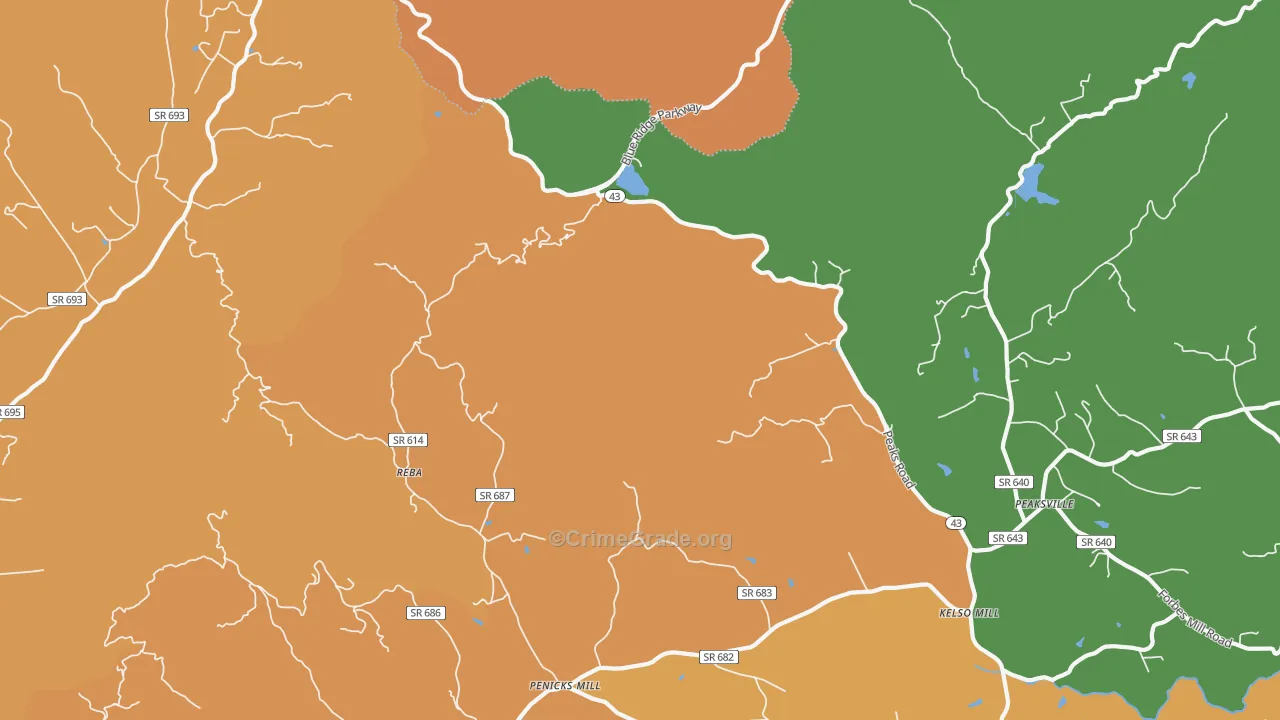 Reba, VA Map of Assault Rates