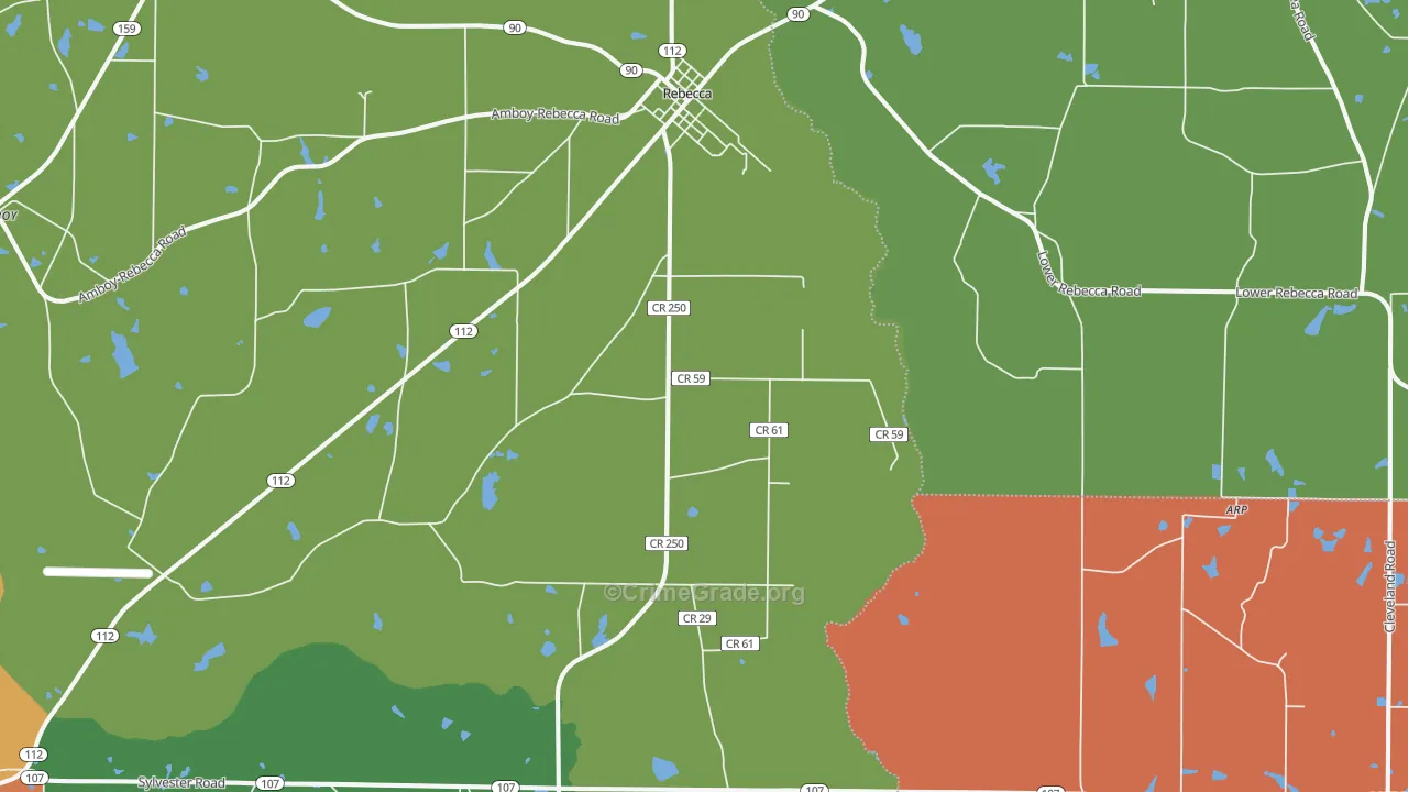 Rebecca, GA Map of Assault Rates