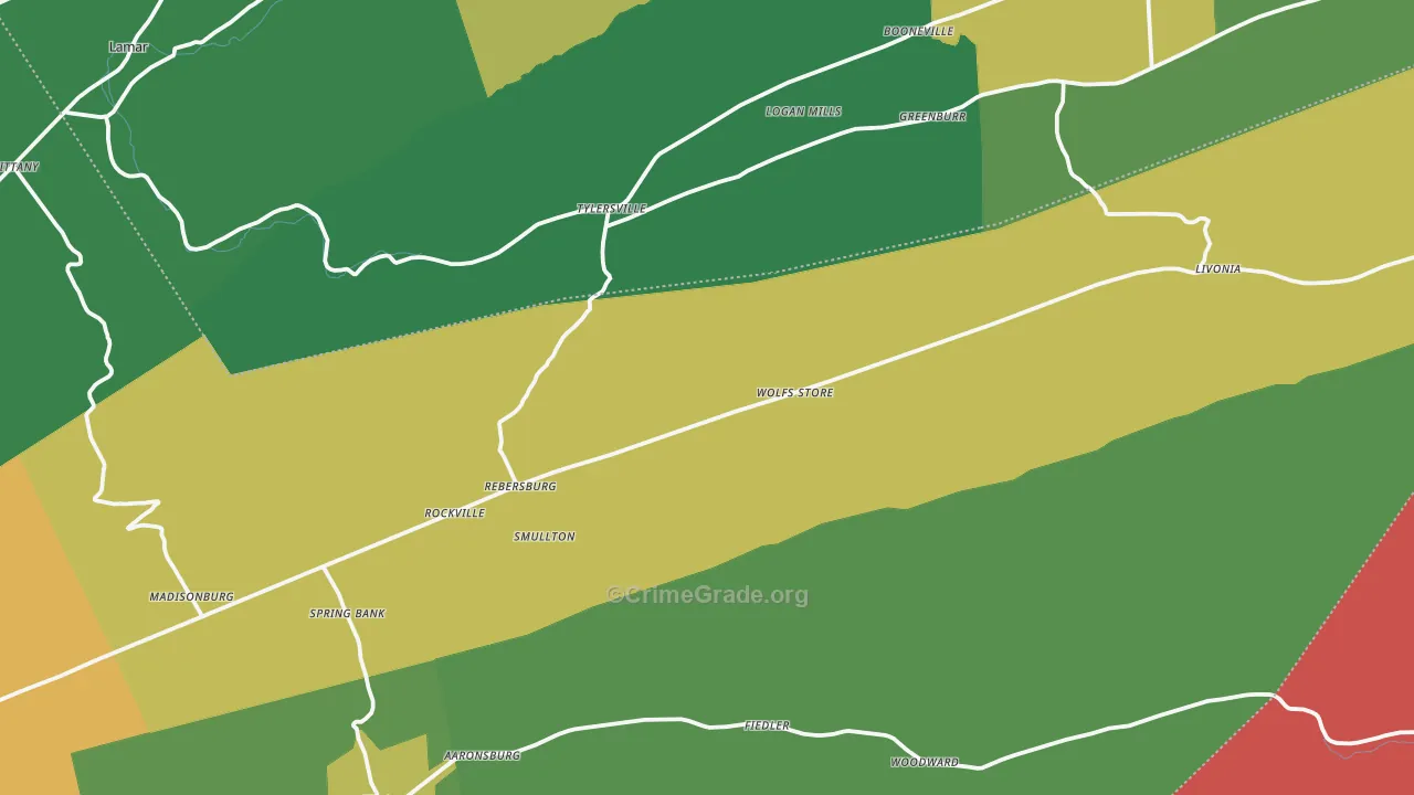 Rebersburg, PA Map of Assault Rates