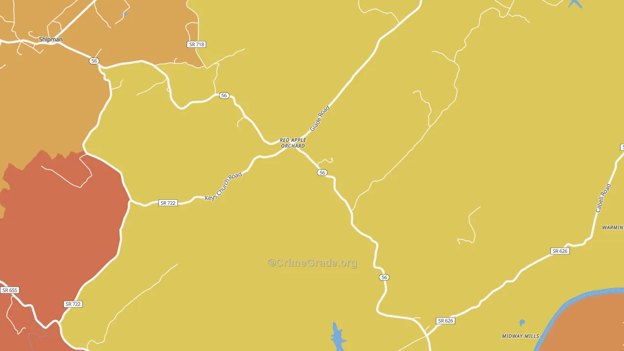 Red Apple Orchard, VA Map of Assault Rates