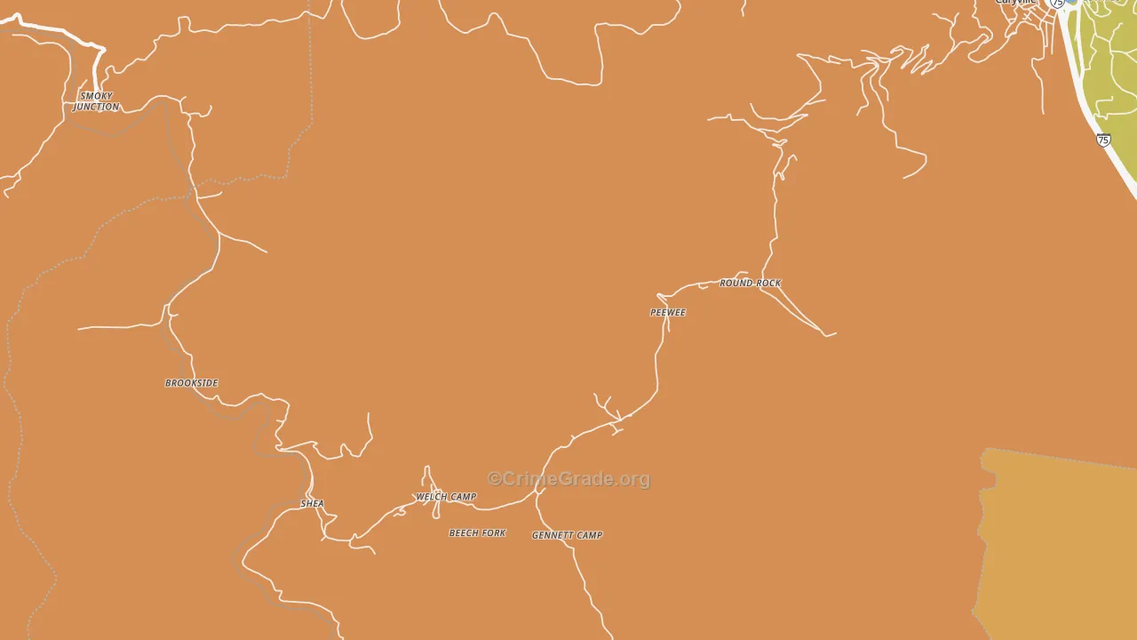 Red Ash, TN Map of Assault Rates