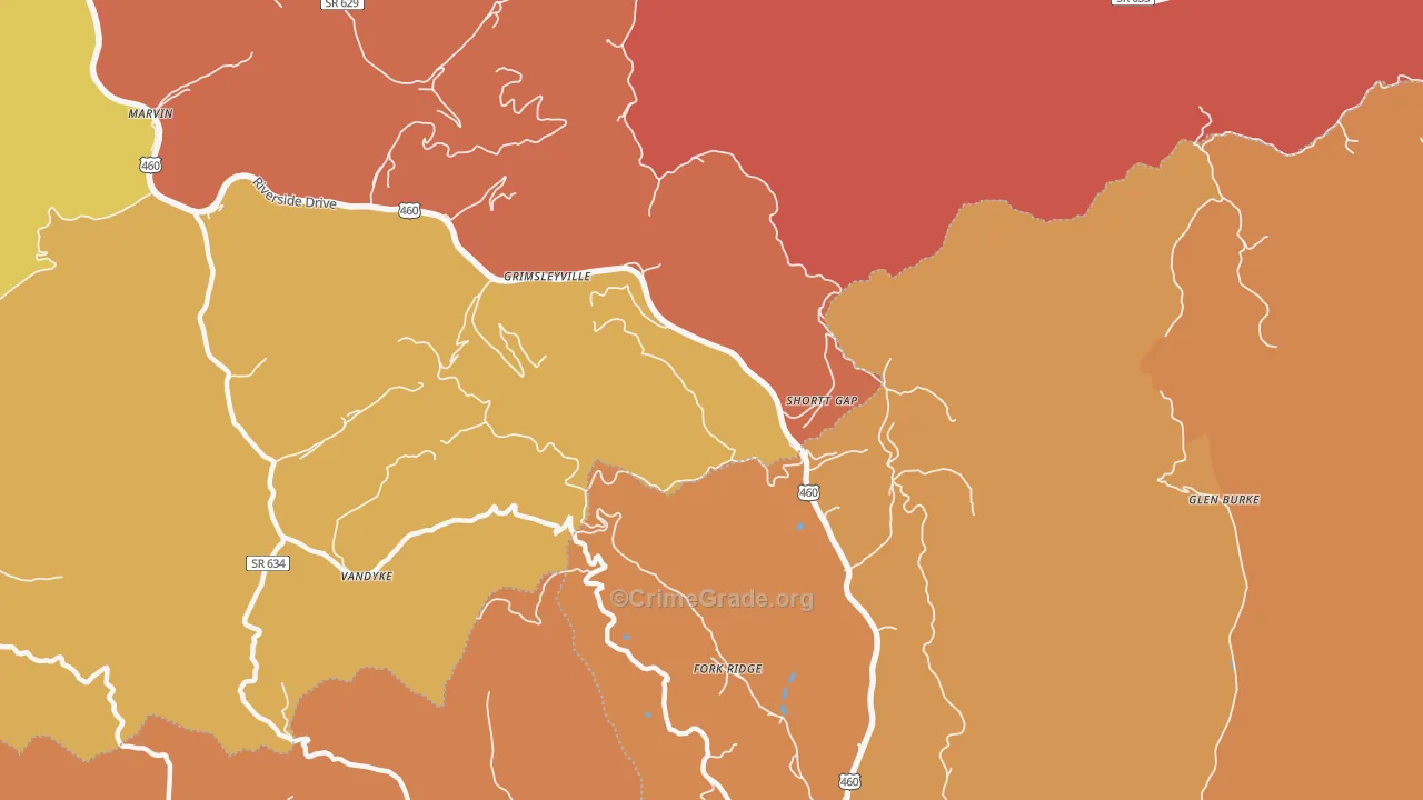 Red Ash, VA Map of Assault Rates