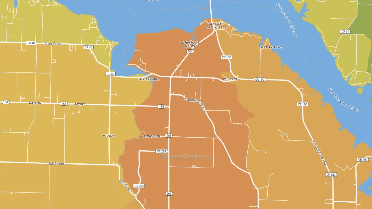Red Bank, AL Map of Assault Rates