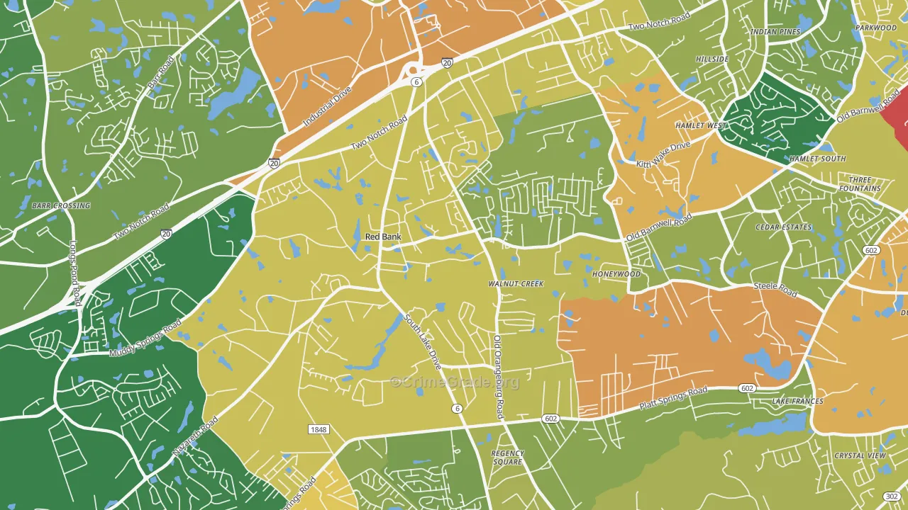 Red Bank, SC Map of Assault Rates