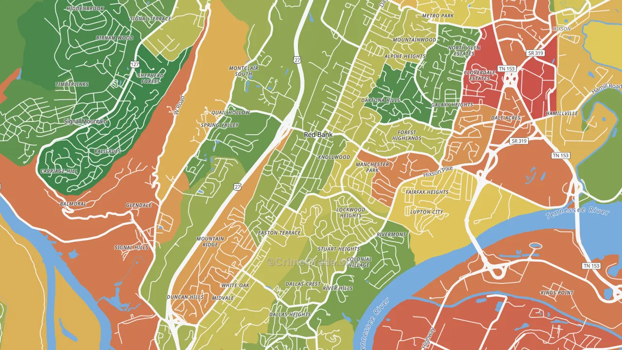 Red Bank, TN Map of Assault Rates