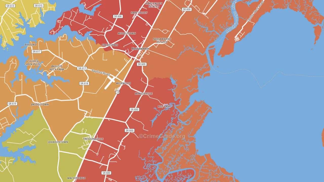 Red Bank, VA Map of Assault Rates