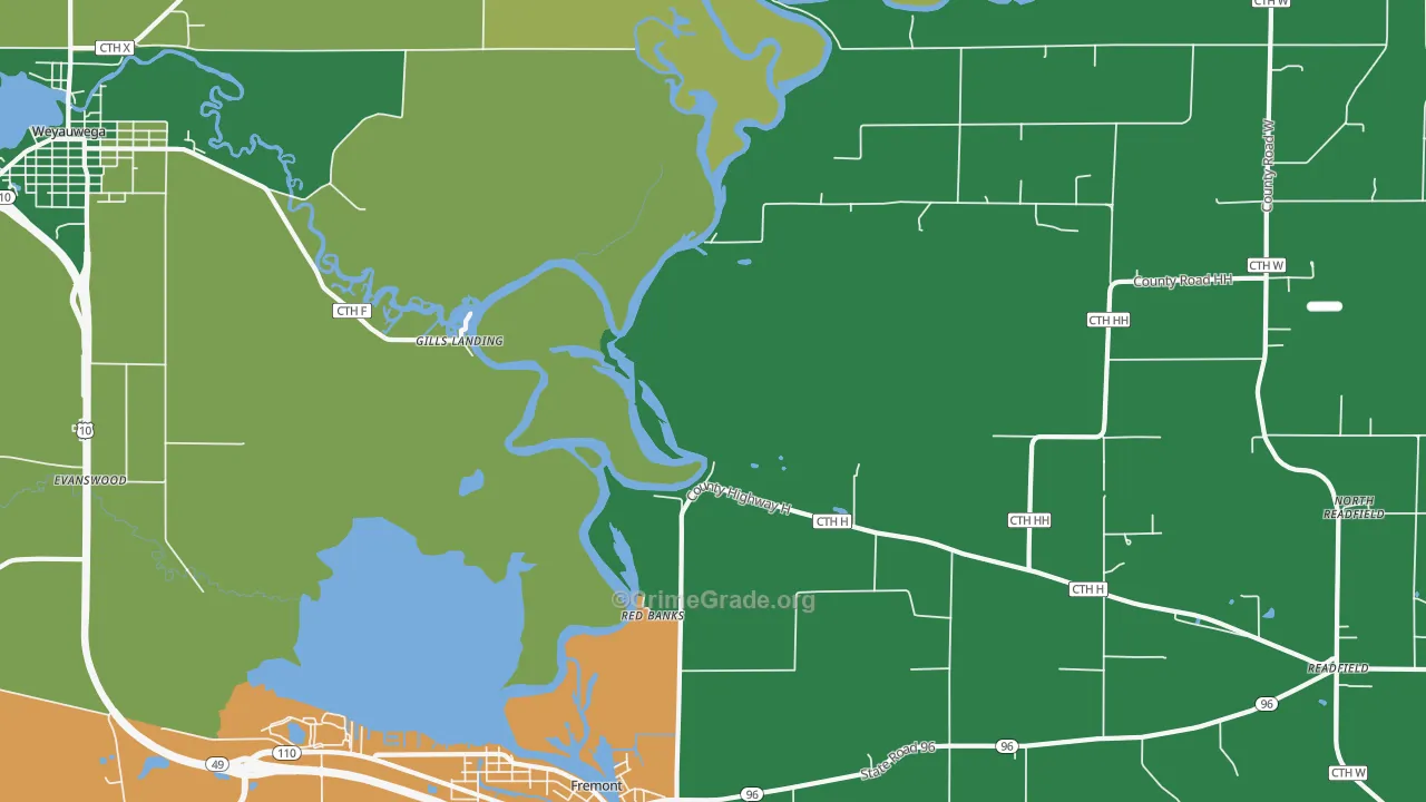Red Banks, WI Map of Assault Rates