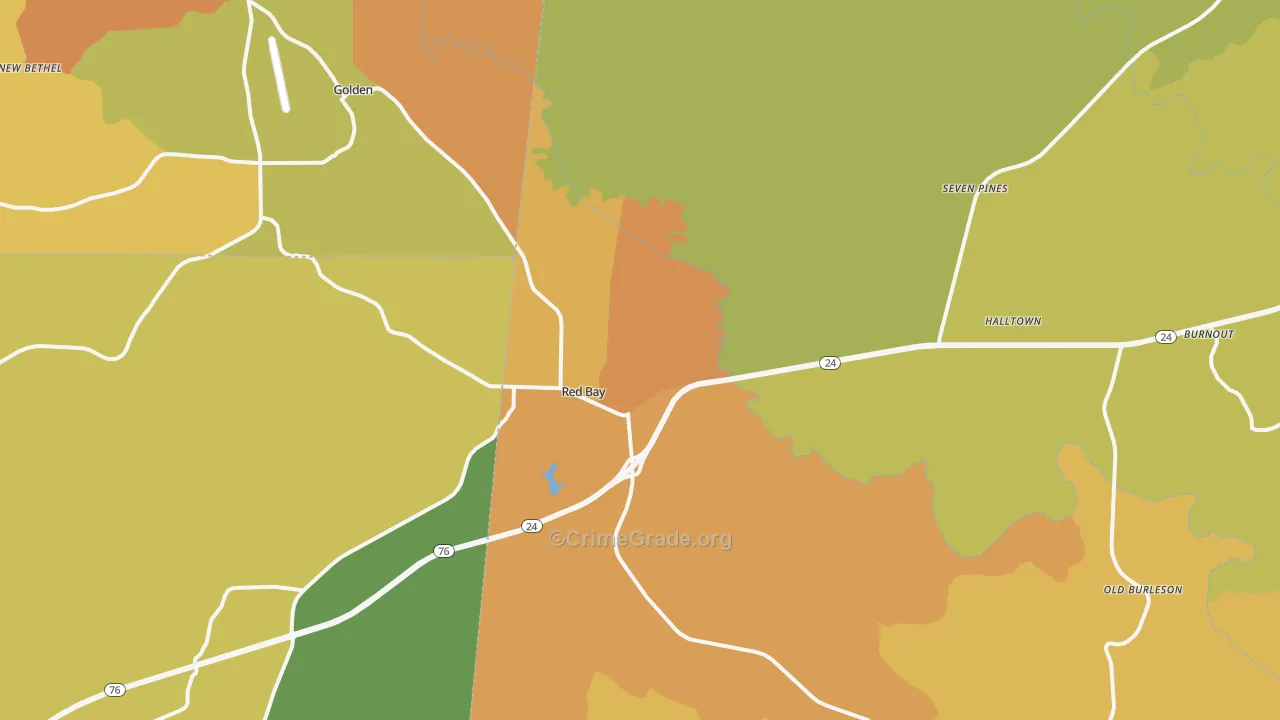 Red Bay, AL Map of Assault Rates