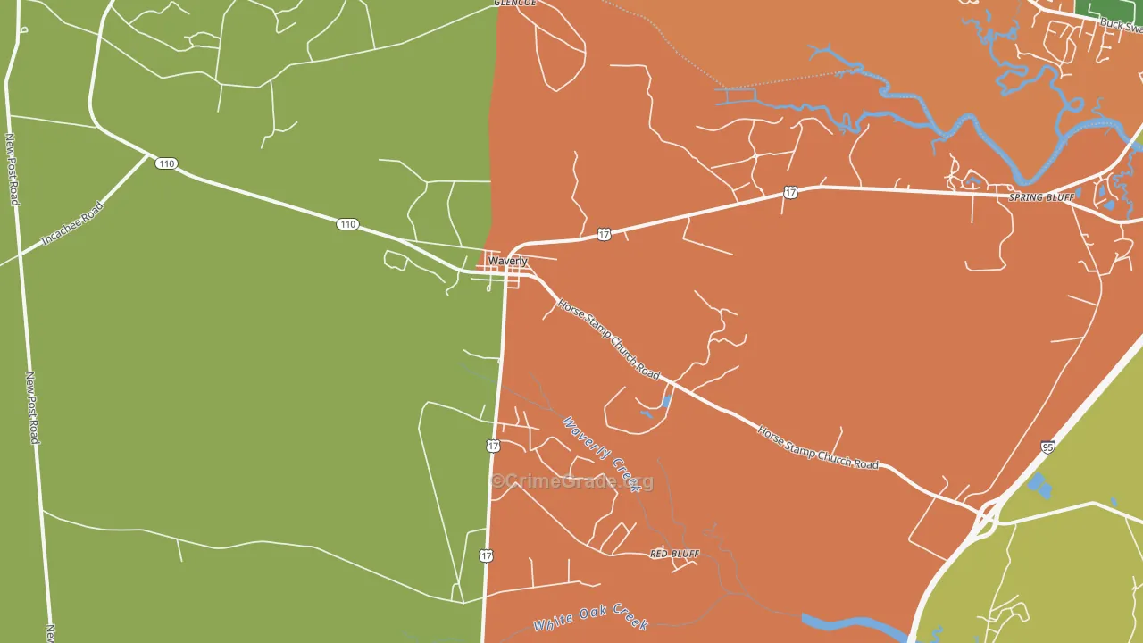 Red Bluff, GA Map of Assault Rates