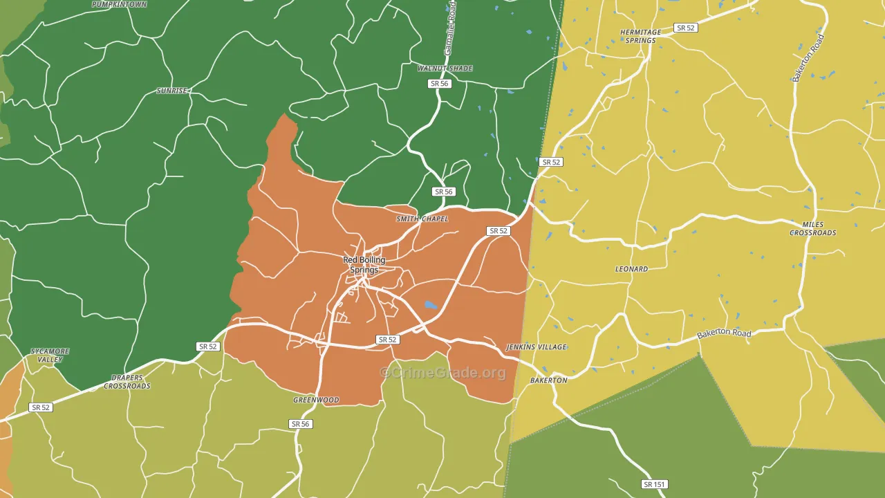 Red Boiling Springs, TN Map of Assault Rates