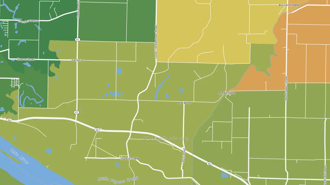 Red Bush, IN Map of Assault Rates