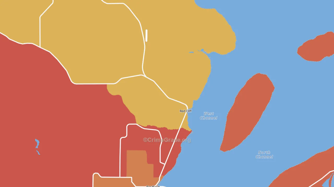 Red Cliff, WI Map of Assault Rates
