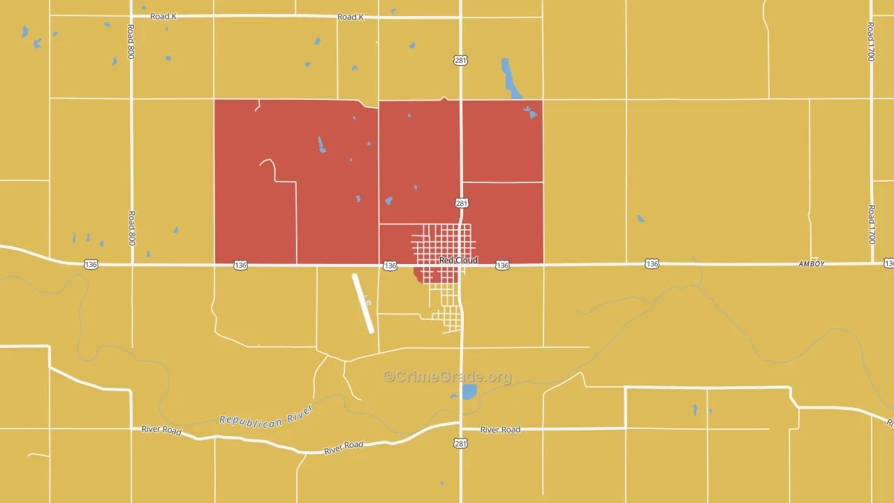 Red Cloud, NE Map of Assault Rates