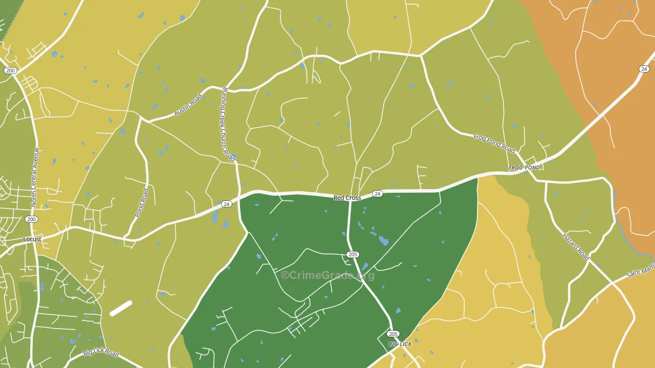 Red Cross, NC Map of Assault Rates