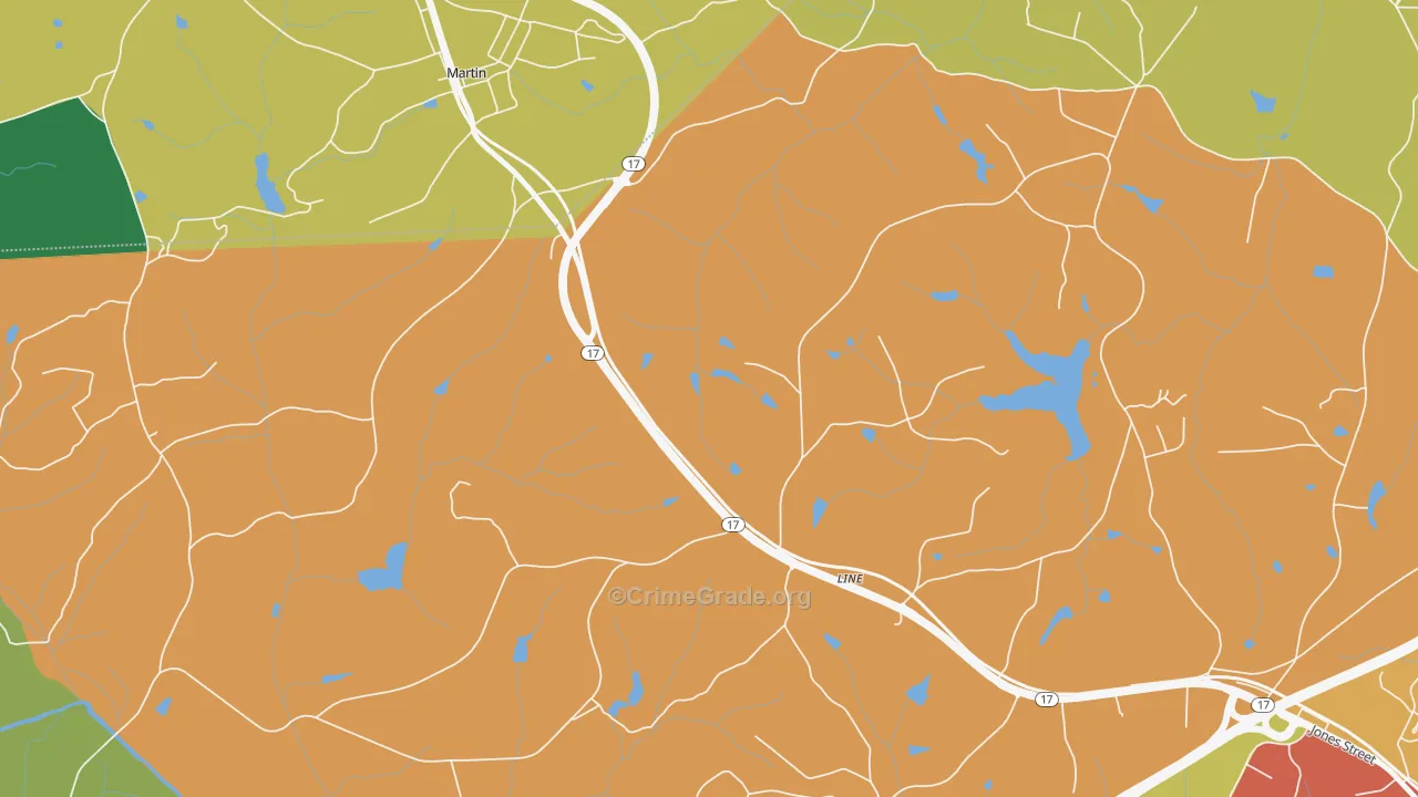 Red Hill, GA Map of Assault Rates