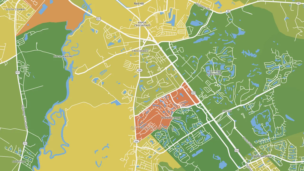 Red Hill, SC Map of Assault Rates