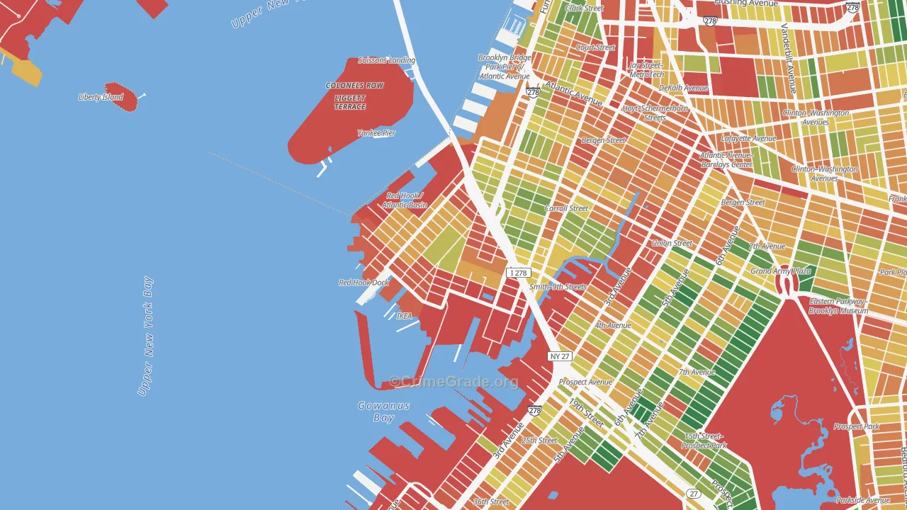 Red Hook, Brooklyn, NY Map of Assault Rates