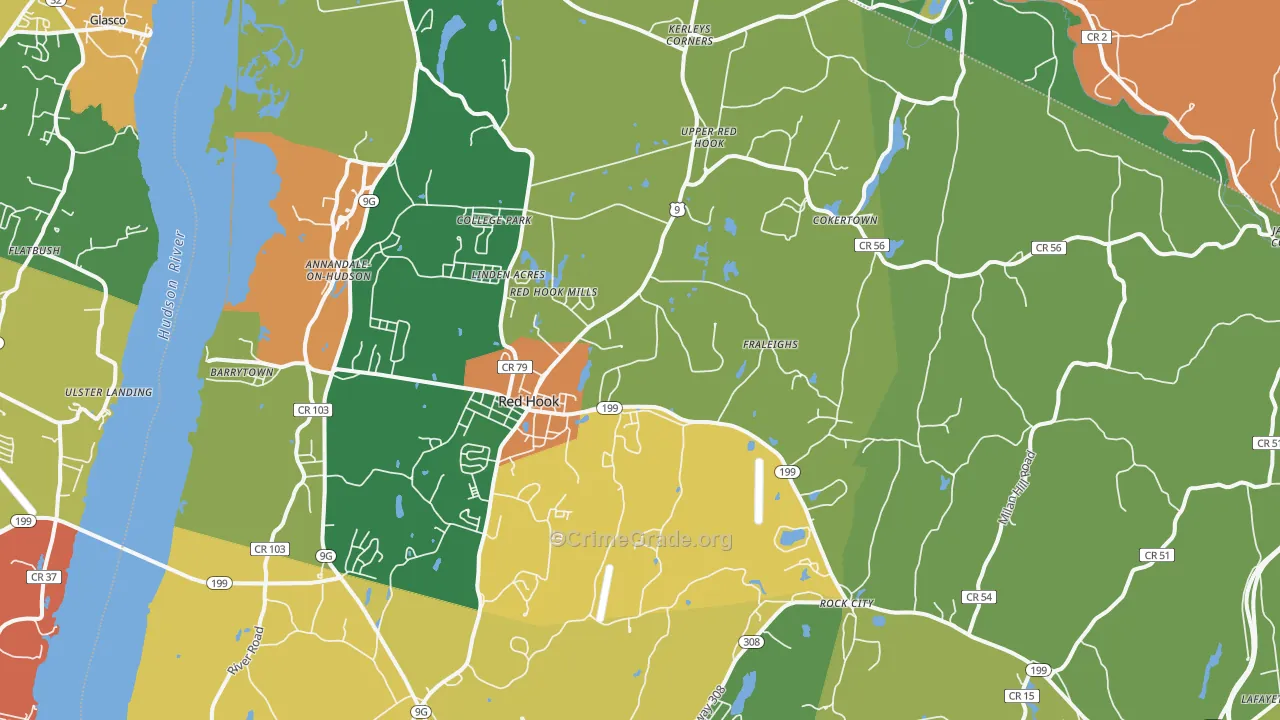Red Hook, NY Map of Assault Rates