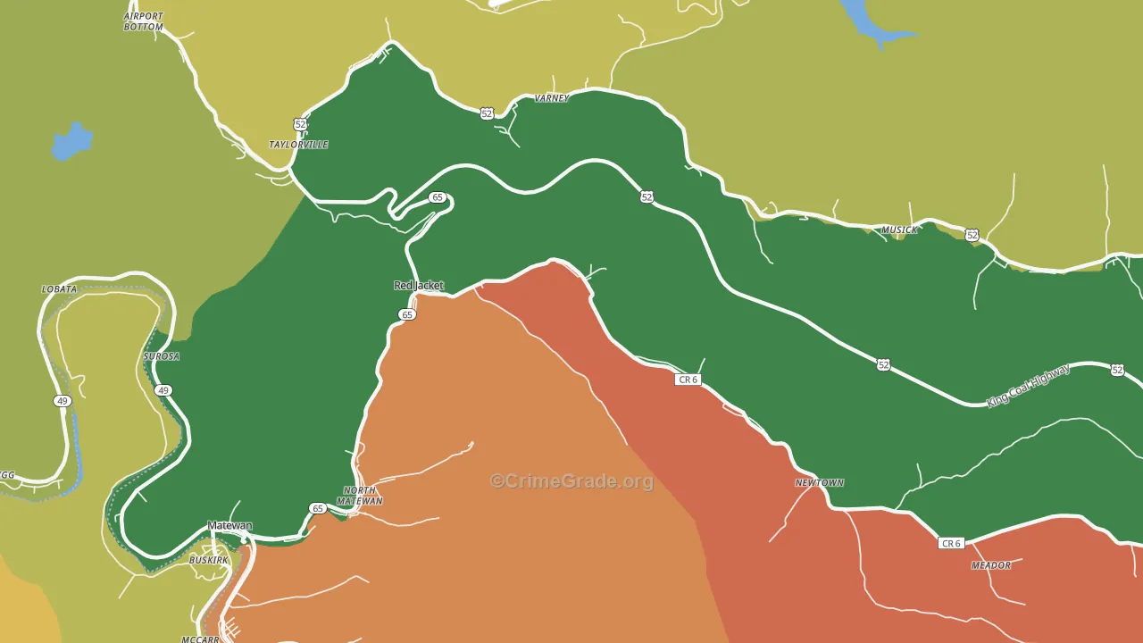 Red Jacket, WV Map of Assault Rates