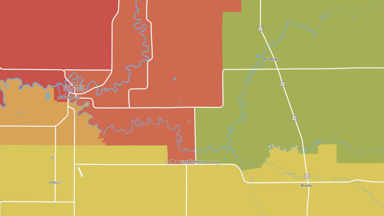 Red Lake County, MN Map of Assault Rates