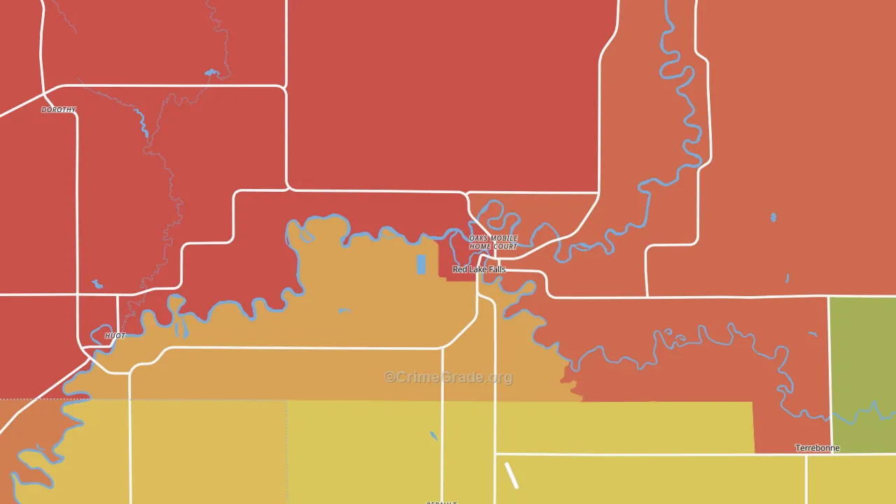Red Lake Falls, MN Map of Assault Rates