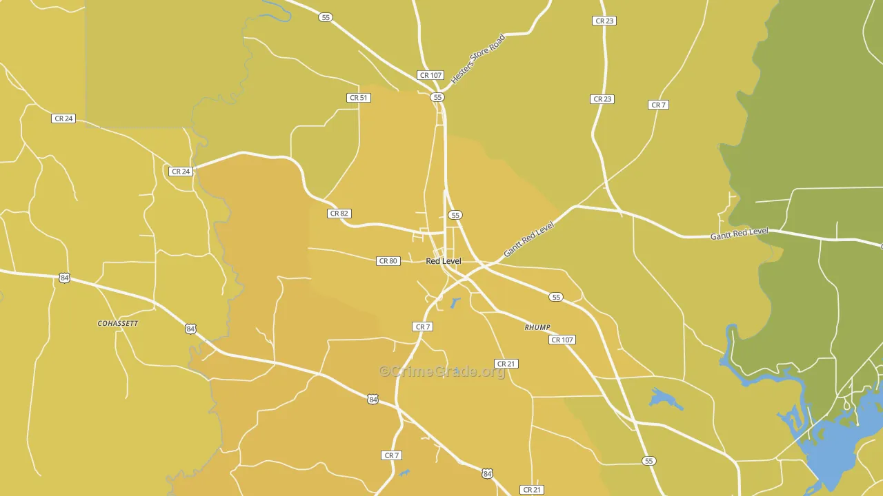 Red Level, AL Map of Assault Rates