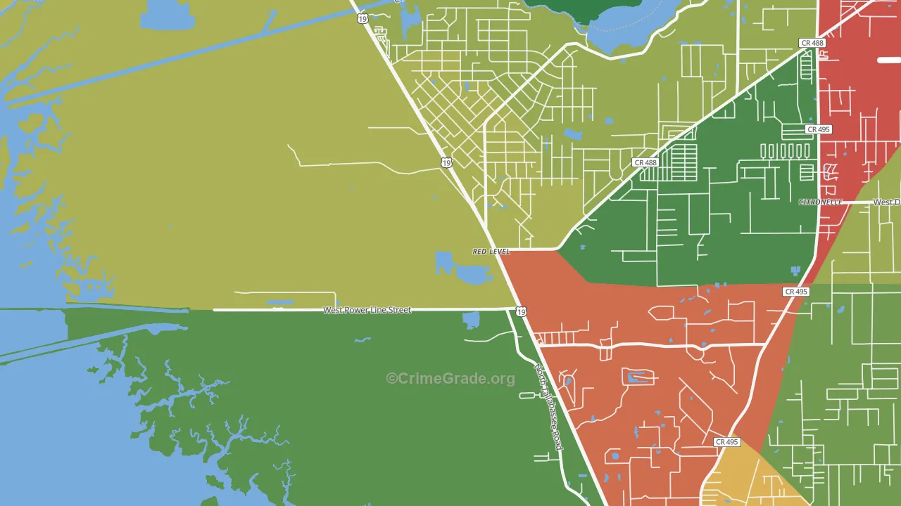 Red Level, FL Map of Assault Rates