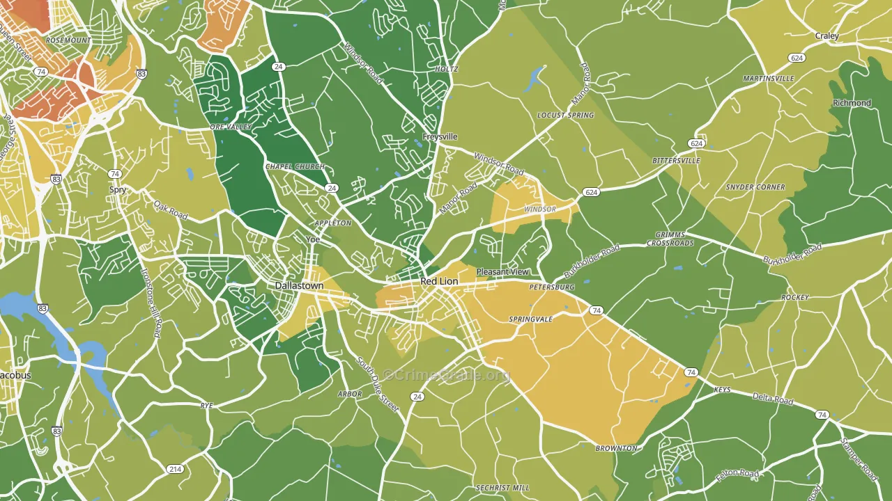 Red Lion, PA Map of Assault Rates