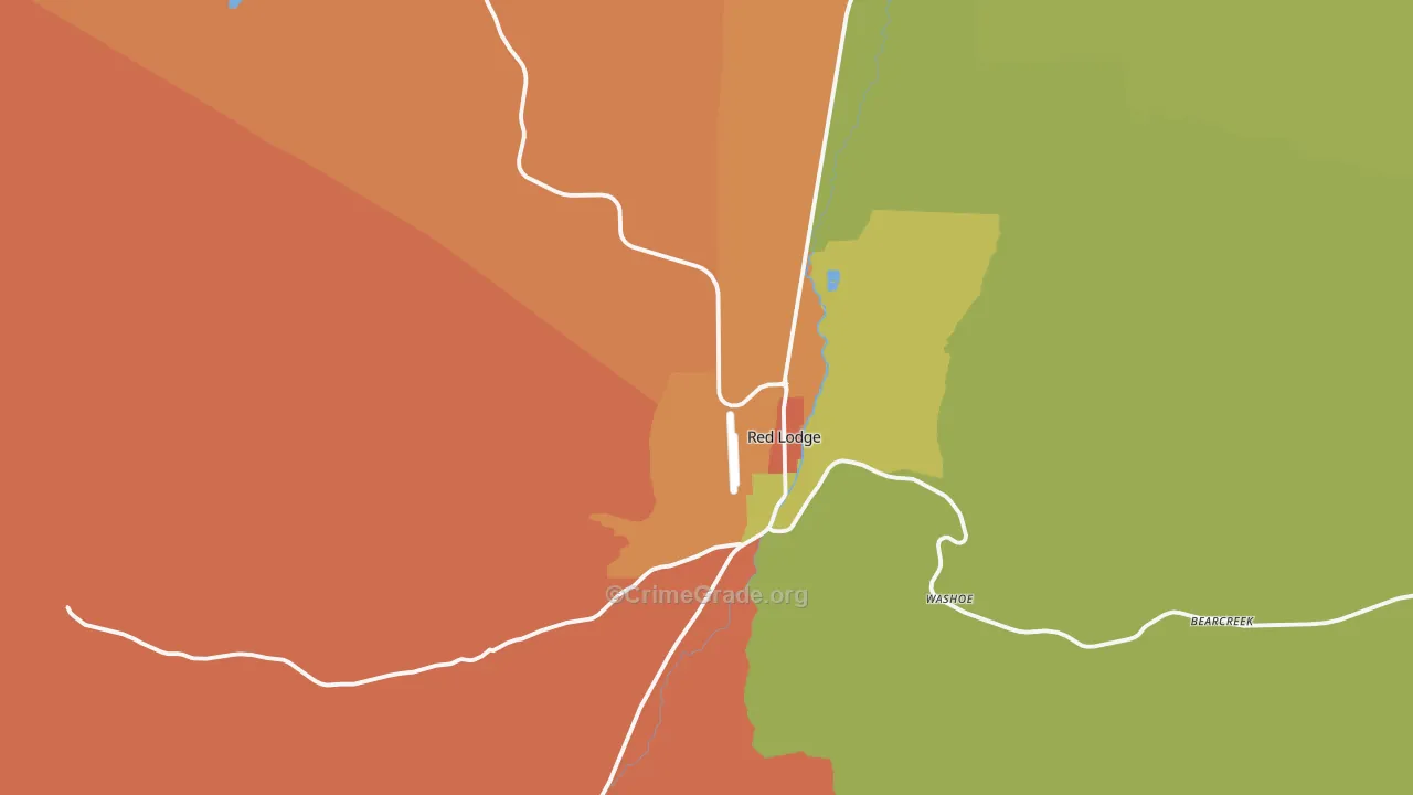 Red Lodge, MT Map of Assault Rates